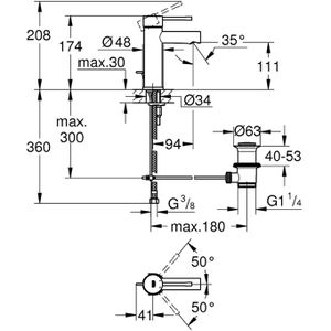 Produktbild für Waschtischarmatur GROHE Essence S-Size, 32898001, verchromt