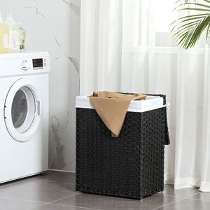 Produktbild für Wäschekorb Songmics LCB51BK, schwarz, mit Deckel