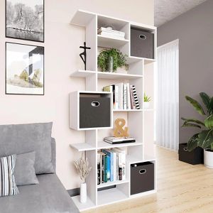 Produktbild für Bücherregal Vicco Cube, weiß, mit 2 Faltboxen