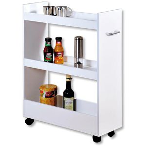 Nischenregal Kesper 24852, weiß, mit Rollen