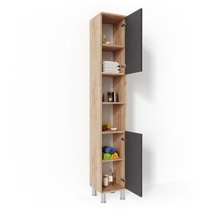 Produktbild für Badschrank Vicco Fynn, mit 4 Füßen, anthrazit / eiche