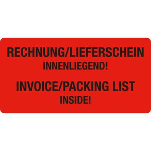 Hinweisetiketten Eichner Rechnung/Lieferschein