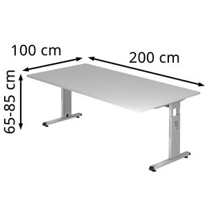 Produktbild für Schreibtisch Hammerbacher O-Serie, lichtgrau / silber