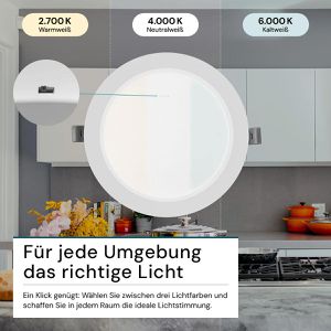 Produktbild für LED-Einbaustrahler Luxula LX300140, warm- bis kaltweiß