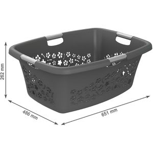 Produktbild für Wäschekorb Rotho Flowers, anthrazit, mit 4 Griffen