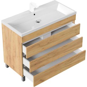 Produktbild für Waschtisch Posseik Fellini 100, stehend, eiche gold