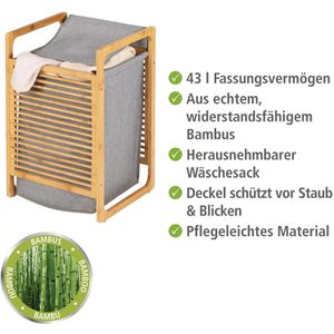 Produktbild für Wäschekorb Wenko Bahari, grau, mit Deckel