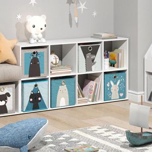 Produktbild für Bücherregal Vicco Scutum, weiß, mit 8 Faltboxen