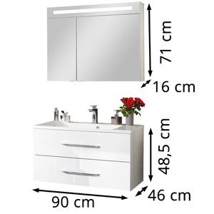 Produktbild für Waschtisch Fackelmann B.clever, mit Spiegelschrank, weiß