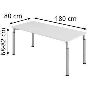 Produktbild für Schreibtisch Hammerbacher Y-Serie, lichtgrau / silber