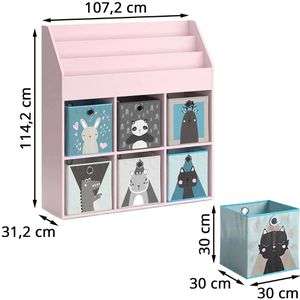 Produktbild für Bücherregal Vicco Luigi, rosa, mit 6 Faltboxen