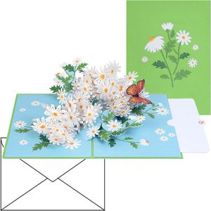 papercrush Grußkarten 3D Gänseblümchen, 130 x 180mm, Pop-Up Karte, mit Umschlag