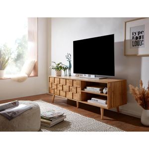 Produktbild für Lowboard Wohnling WL6.578, aus Massivholz, grifflos, eiche