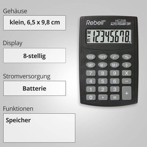 Produktbild für Taschenrechner Rebell HC208