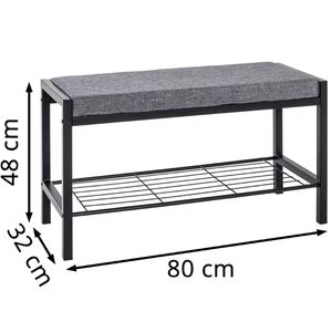 Produktbild für Schuhbank Haku-Möbel 18519, schwarz / grau, aus Metall