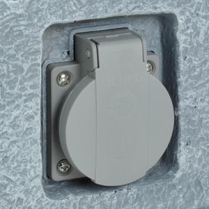 Produktbild für Gartensteckdose Unitec 44242, grau, anschraubbar