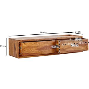 Produktbild für Lowboard Wohnling WL6.568, aus Massivholz, grifflos, sheesham
