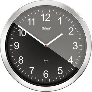 Wanduhr Mebus 14120, Aluminium, analog, Funkuhr