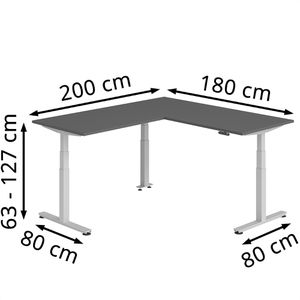 Produktbild für Schreibtisch Hammerbacher XDSMW, graphit / silber