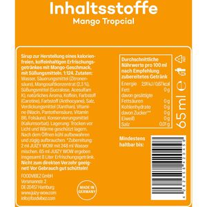 Produktbild für Sirup JUIZY-WOW Mango Tropical + Koffein, zuckerfrei