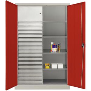 Produktbild für Werkzeugschrank Mauser MKSTM12/5/19E4, aus Metall, grau / rot
