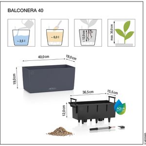 Produktbild für Blumenkasten Lechuza BALCONERA Stone 40, graphit