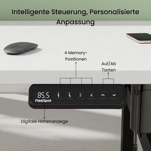 Produktbild für Schreibtisch FlexiSpot EH1B, Doppelarbeitsplatz, weiß/schwarz