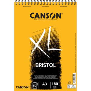 Canson Zeichenblock XL Bristol C31078A022, A3, 180 g/m², Spiralblock, weiß, 50 Blatt