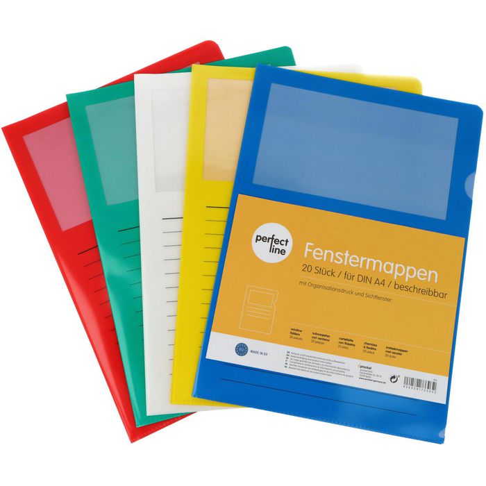 perfect-line Sichtmappen A4 Kunststoff farbig sortiert 20 Stück perfect-line Sichtmappen A4 Kunststoff farbig sortiert 20 Stück