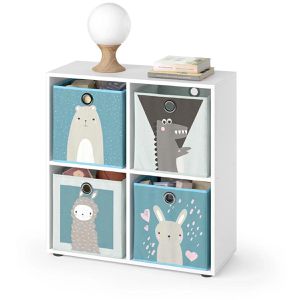 Produktbild für Bücherregal Vicco Tetra, weiß, mit 4 Faltboxen
