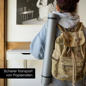 Produktbild für Zeichenrollenköcher OfficeTree mit Tragegurt, silber