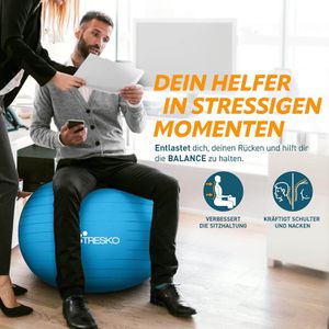 Produktbild für Gymnastikball Tresko Anti-Burst, mit Luftpumpe