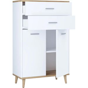 Highboard VCM Lindas 918177, weiß / honig eiche, aus Holz