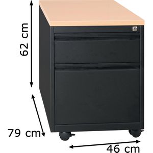 Produktbild für Rollcontainer G-Office MPG/2, aus Metall, schwarz