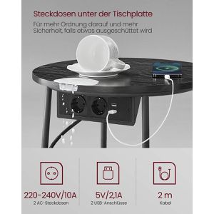 Produktbild für Beistelltisch Vasagle LET228G02, schwarz / grau, Holz / Metall