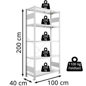 Produktbild für Schwerlastregal META-Regalbau 20088724, 5 Metallböden