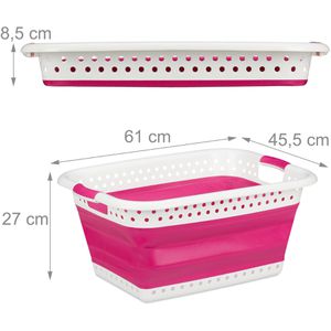 Produktbild für Wäschekorb Relaxdays pink, faltbar, mit 2 Griffen