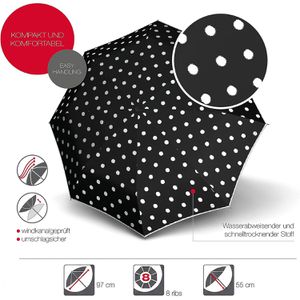 Produktbild für Regenschirm Knirps T.200 M Duomatic, dot art black, sturmfest