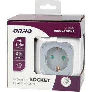 Produktbild für Steckdosenwürfel Orno OR-AE-13247, weiß / grau