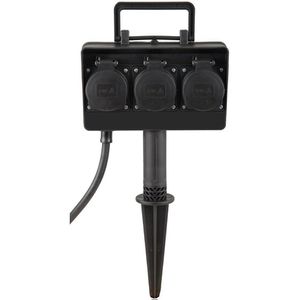 Gartensteckdose Heitronic Dubai, schwarz, mit Erdspieß