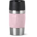 Isolierbecher Emsa Travel Mug Compact, 300 ml hält 3h warm, Edelstahl doppelwandig, rosa