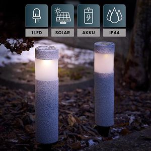 Produktbild für Wegeleuchte Eaxus Onyx, Kunststoff, grau, mit Solar
