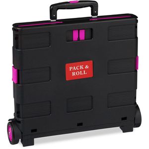 Produktbild für Einkaufstrolley Relaxdays schwarz / pink, klappbar