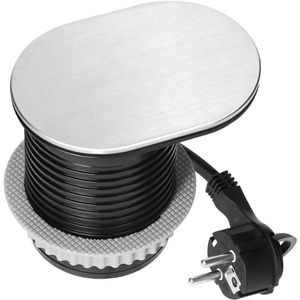 Produktbild für Einbausteckdose Orno GM-9042, silber, mit 1,9 m Kabel