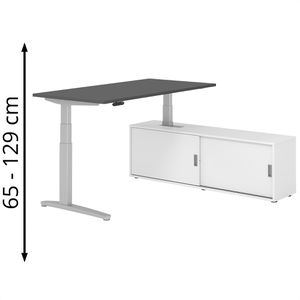 Schreibtisch Hammerbacher XBHM, 30258, graphit, mit Sideboard