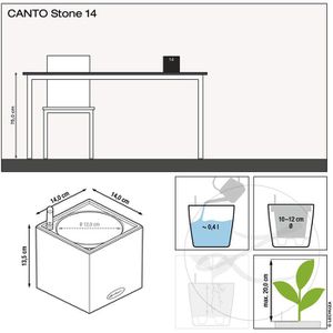 Produktbild für Übertopf Lechuza CANTO Stone 14, graphitschwarz, 14x14x14 cm