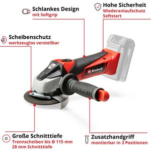 Produktbild für Winkelschleifer Einhell TE-AG 18/115 Li, 4431134