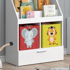 Produktbild für Bücherregal Vicco Luigi, weiß, mit 2 Faltboxen