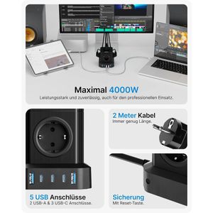 Produktbild für Steckdosenwürfel Voomy Power Cube S65, mit Schalter, schwarz