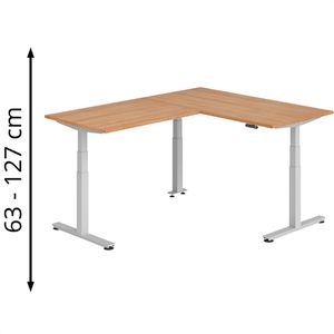 Schreibtisch Hammerbacher XDSMW, nussbaum / silber